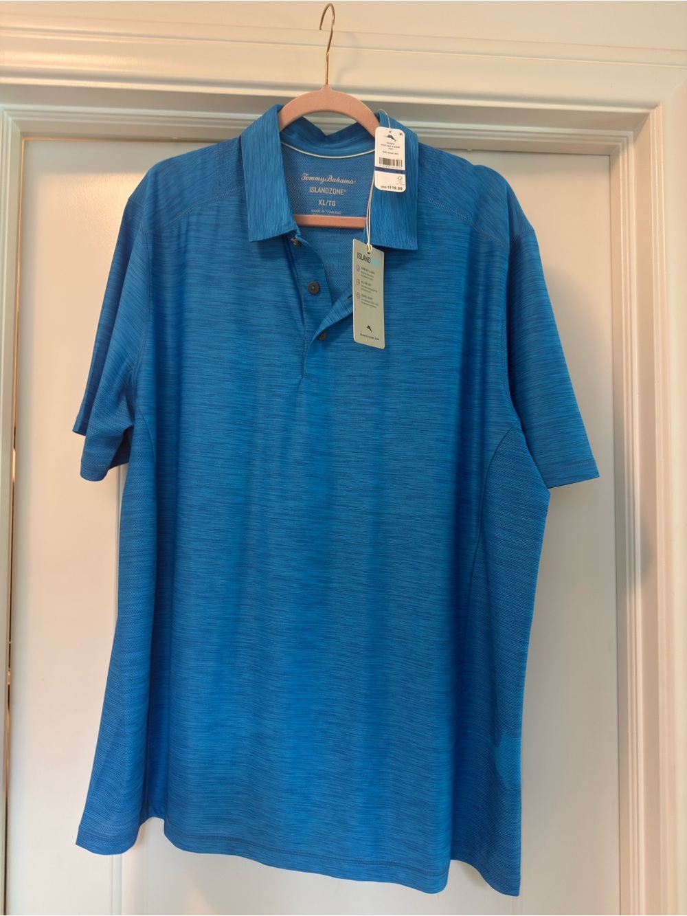 Tommy Bahama Blue Heathered Short-Sleeve Polo XL